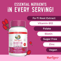 MaryRuth Organics Biotin Gummies | Sugar Free | Vegan | Non-GMO | 2,500 mcg Biotin | 60 Count -USA Made