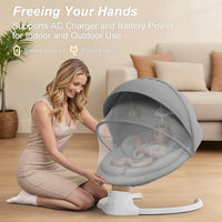 Baby Swings for Infants, FasonBaby Electric Baby Swing with 10 Preset Melodies, 5 Speeds, Remote Control and Bluetooth - Portable Infant Swing for Indoor and Outdoor(Grey)