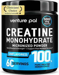 Venture Pal 100% Pure Micronized Creatine Monohydrate Powder, Unflavored Creatine for Women & Men, Vegan, Keto, Gluten Free, 5 g (5000mg) per Serving, Creatina Monohidratada en Polvo