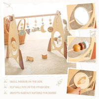 Promise Babe Wooden Rocket Baby Gym Infant Activity Gym with 5 Detachable Toys, (Rocket)