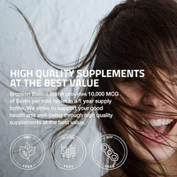 Bronson Biotin 10,000mcg, Supports Healthy Hair, Skin and Nails, Vegetarian, Non-GMO, 150 Tablets
