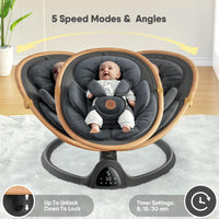 Baby Swings for Infants, Fasonbaby Bluetooth Infant Swing with Music Speaker with 3 Seat Positions, 5 Speeds and Remote Control (Black)