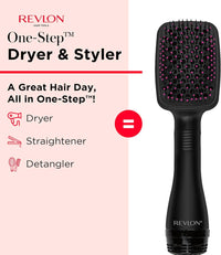 REVLON One-Step Hair Dryer and Styler, All-in-One Detangling and Straightener Brush for Salon-Quality Smooth, Straight Hair, More Shine and Less Frizz, Black