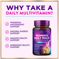 Click to see full view Multivitamin for Women - 3X Strength Daily Women Multivitamin, Vitamins A, D, C, E, Biotin, Folic Acid, Calcium, & Iron, Complete Multi Vitamin for Beautiful Hair & Skin, Bottled in USA, 60 Capsules