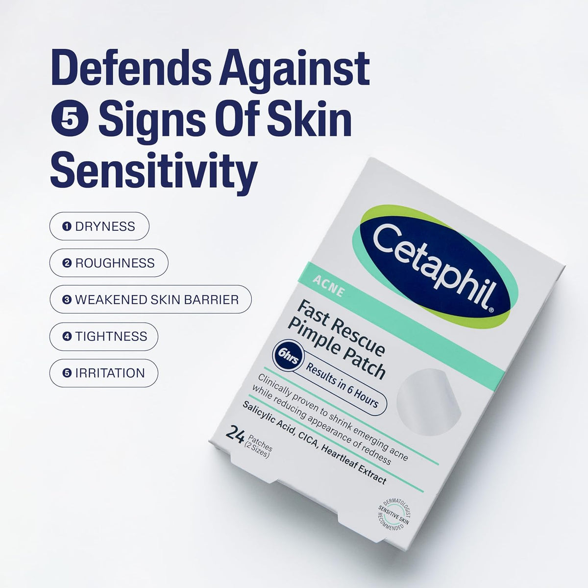 Cetaphil Acne Patches Salicylic Acid & CICA, Sensitive Skin Care, 24 ct |  24 Count