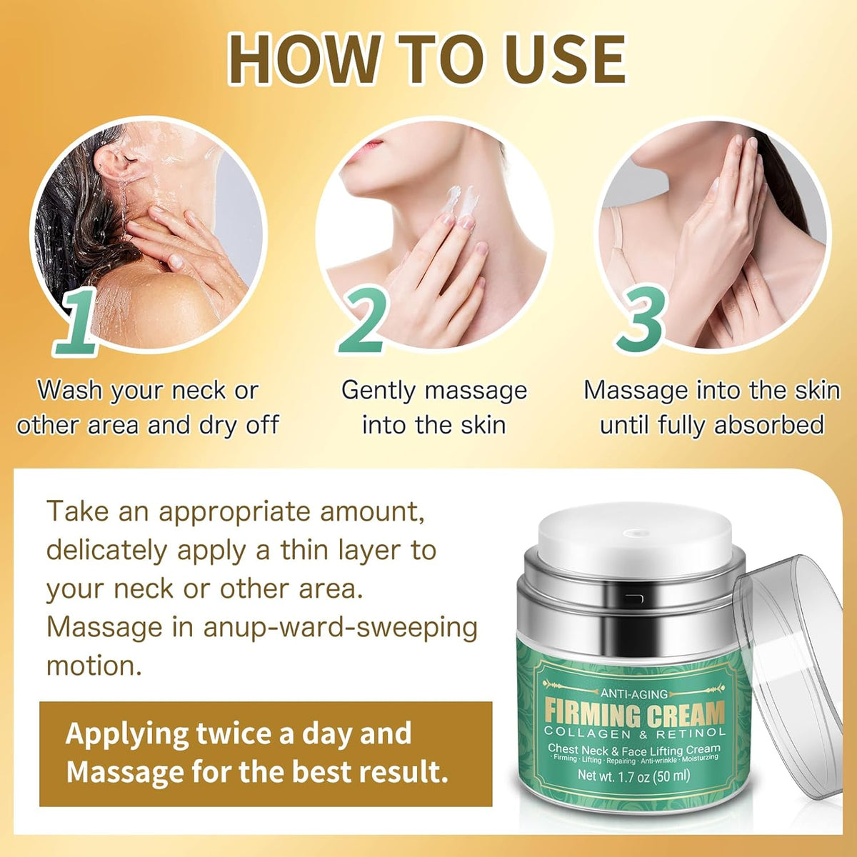Anti Aging Firming Neck Cream - Face Moisturizer Retinol Cream Anti Wrinkle Neck Collagen Cream, Chest Neck & Face Lifting Cream|Repairing|Moisturzing Skin Care for Men & Women(1.7 OZ)