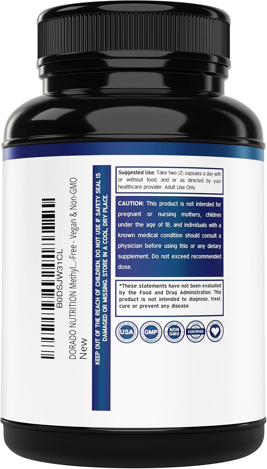 Methylated Multivitamin (Methylated and Activated Vitamins Only - Methylated B Complex with Trimethylglycine (TMG)  - USA Made - 60 Capsules