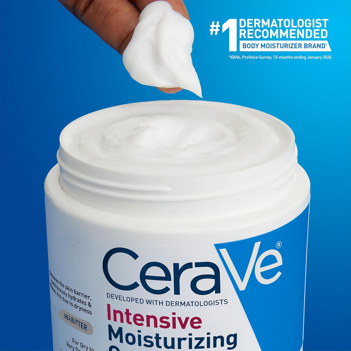 CeraVe Intensive Moisturizing Cream, Body Moisturizer With Shea Butter, 72H Hydration + Skin Barrier Repair