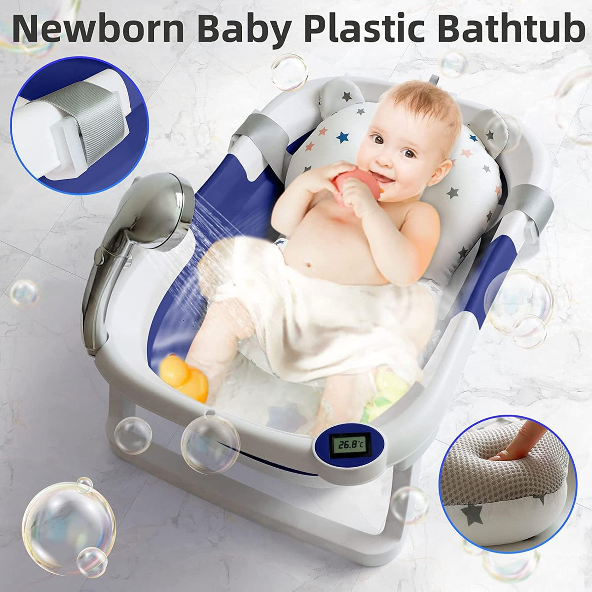 Baby Bath Tub Foldable Bathtub| Blue and White
