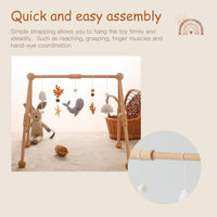 Promise Babe Baby Play Gym Wooden Infant Activity Gym with 5 Detachable Toys