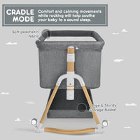 HARPPA Baby Bassinet, Bedside Crib 3 in 1 Bedside Sleeper(Mosquito Net Included), Five-Position Adjustable Bedside Cribs with Mattress for Newborns, Portable Bassinet with Anchor Strap (Grey)