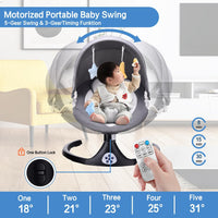 Baby Swing for Infants, Portable Baby Rocker with Tray and Remote Control 5 Speed