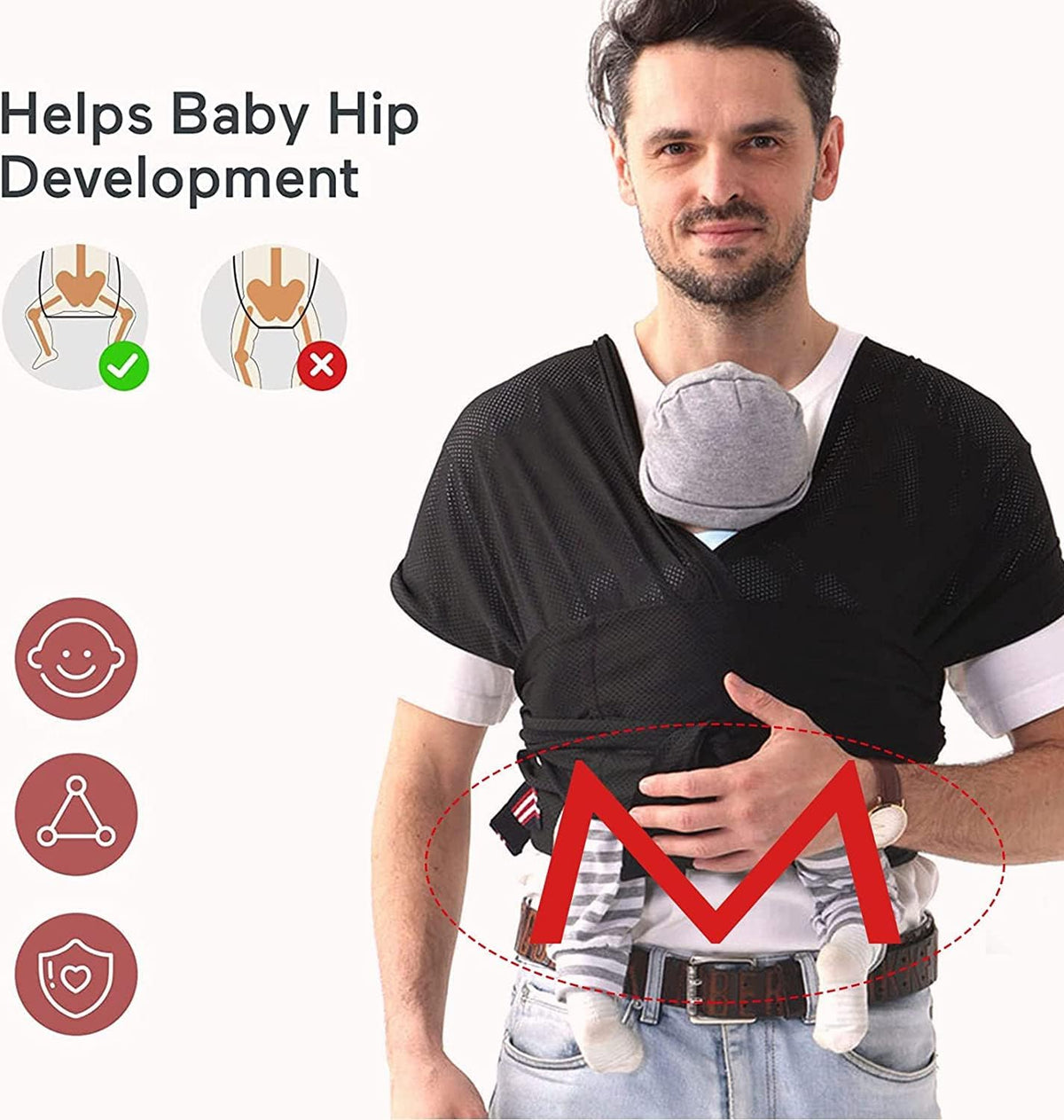 Baby Wrap Carrier Breathable Mesh Cool Summer Fabric Baby Carrier