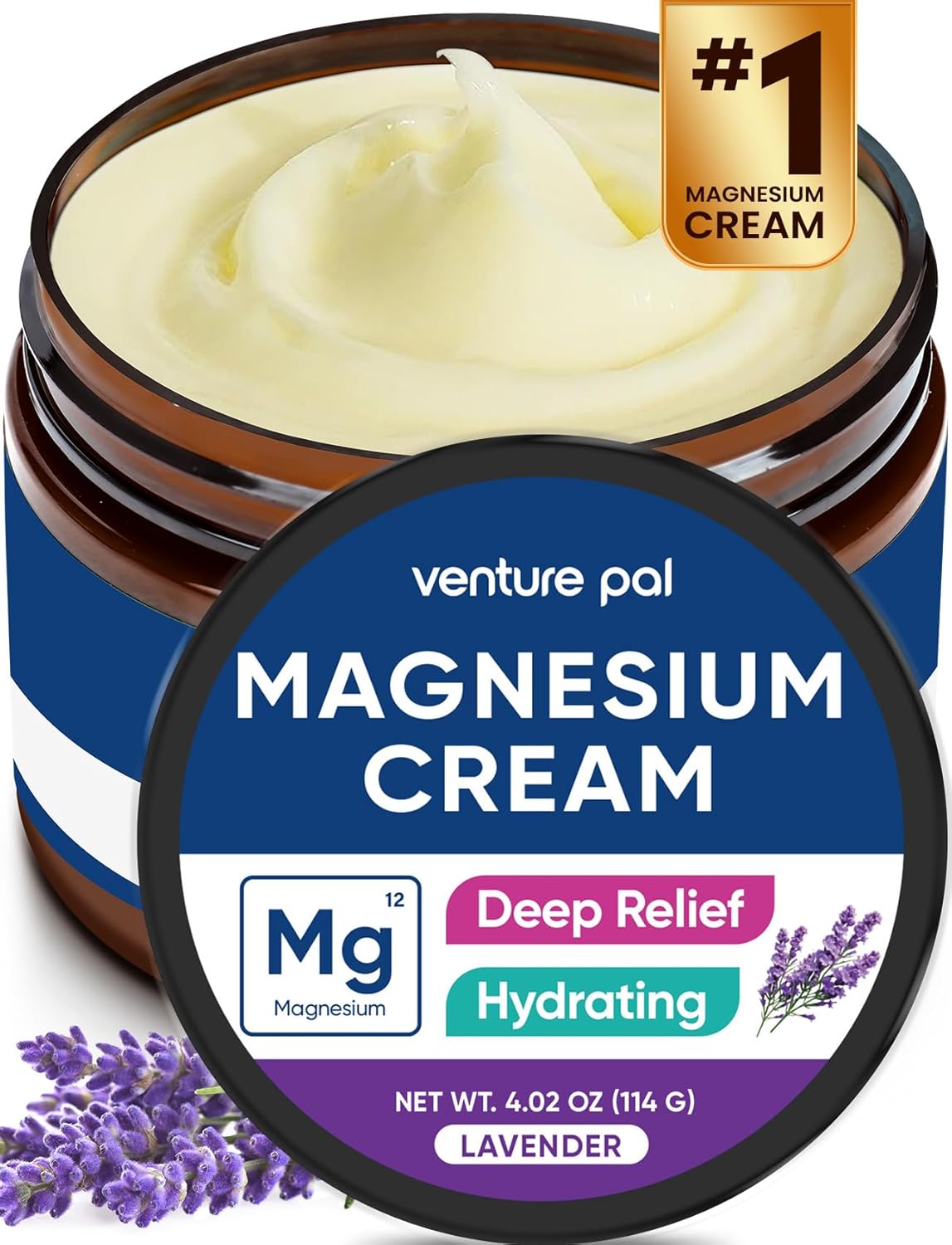 Venture Pal Magnesium Lotion, Topical Magnesium Cream, Fast-Absorbing Moisturizing Lotion with Coconut Oil, Shea Butter & Hyaluronic Acid, Suitable for Kids