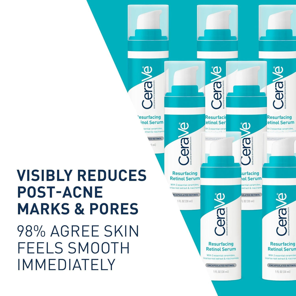 CeraVe Resurfacing Retinol Serum, Daily Brightening Face Serum with Licorice Root Extract & Niacinamide