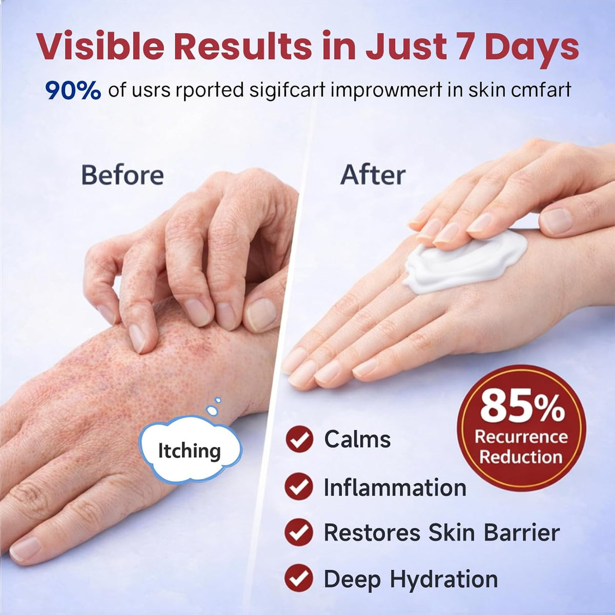 2026 Upgrade Eczema Cream【GMP Certified - Maximum 1% Hydrocortisone Strength】Eczema Relief Cream【NO.1-24H Deep Soothing】Fast-Acting Skin Recovery Tech for Rash, Redness, Inflammation & Bug Bites, 2PCS