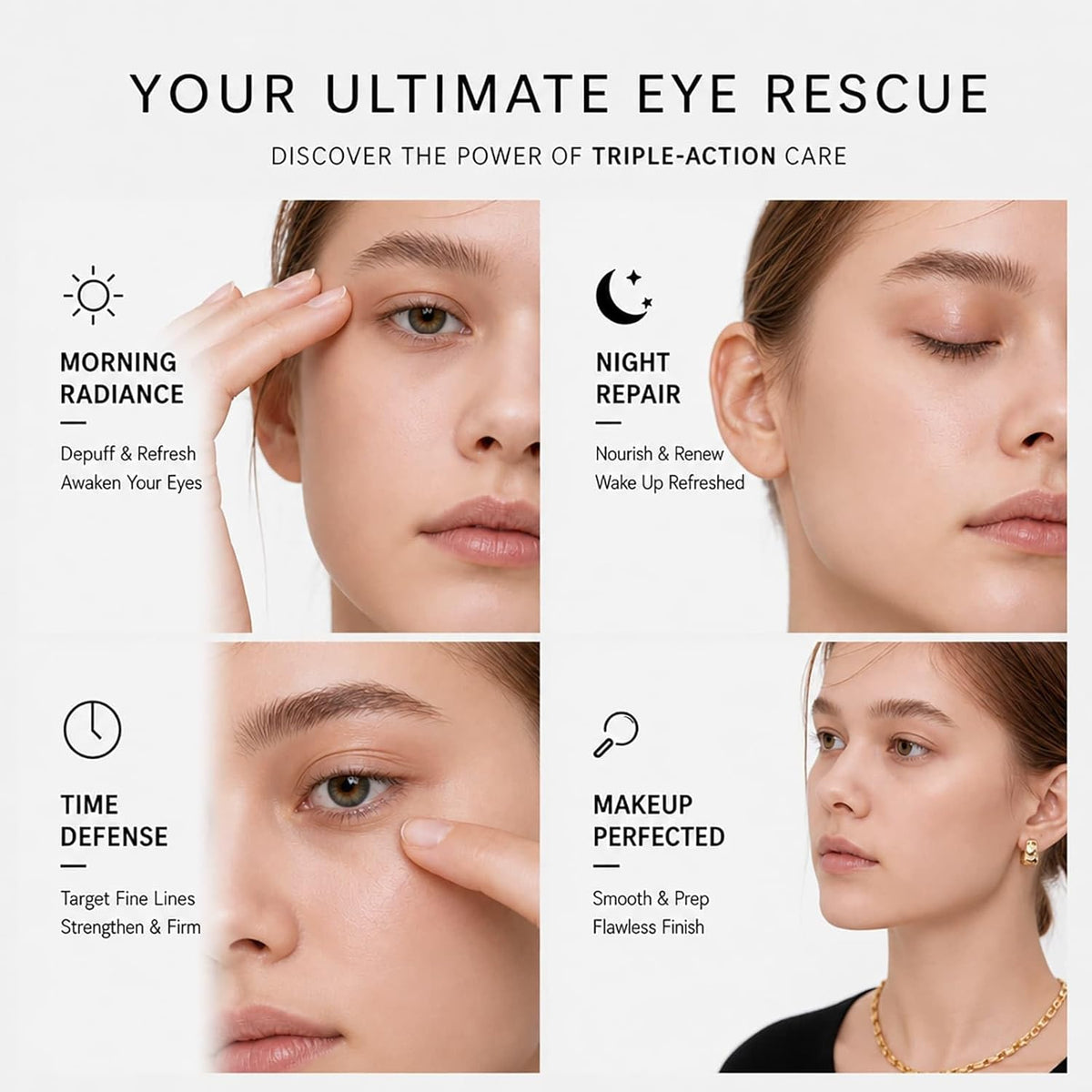 Under Eye Brightener Roller - Caffeine & Retinol Eye Serum for Dark Circles | Targets Puffiness & Fine Lines, Travel Essential Vegan Skincare, Cooling Eye Massage, Dermatologist-Tested, 0.52 fl oz
