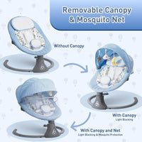 Baby Swing with Bluetooth Remote Control | Baby Swing Chair 5 Levels Electric Baby Swing Cordless | Baby Rocking Chair 12 Lullaby & 3 Timer | 3 Angle Portable Baby Bouncer Swing for Newborn (Blue)