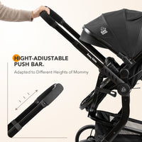 Luxury High Landscape Baby Stroller & Bassinet Travel System | One-Button Fold