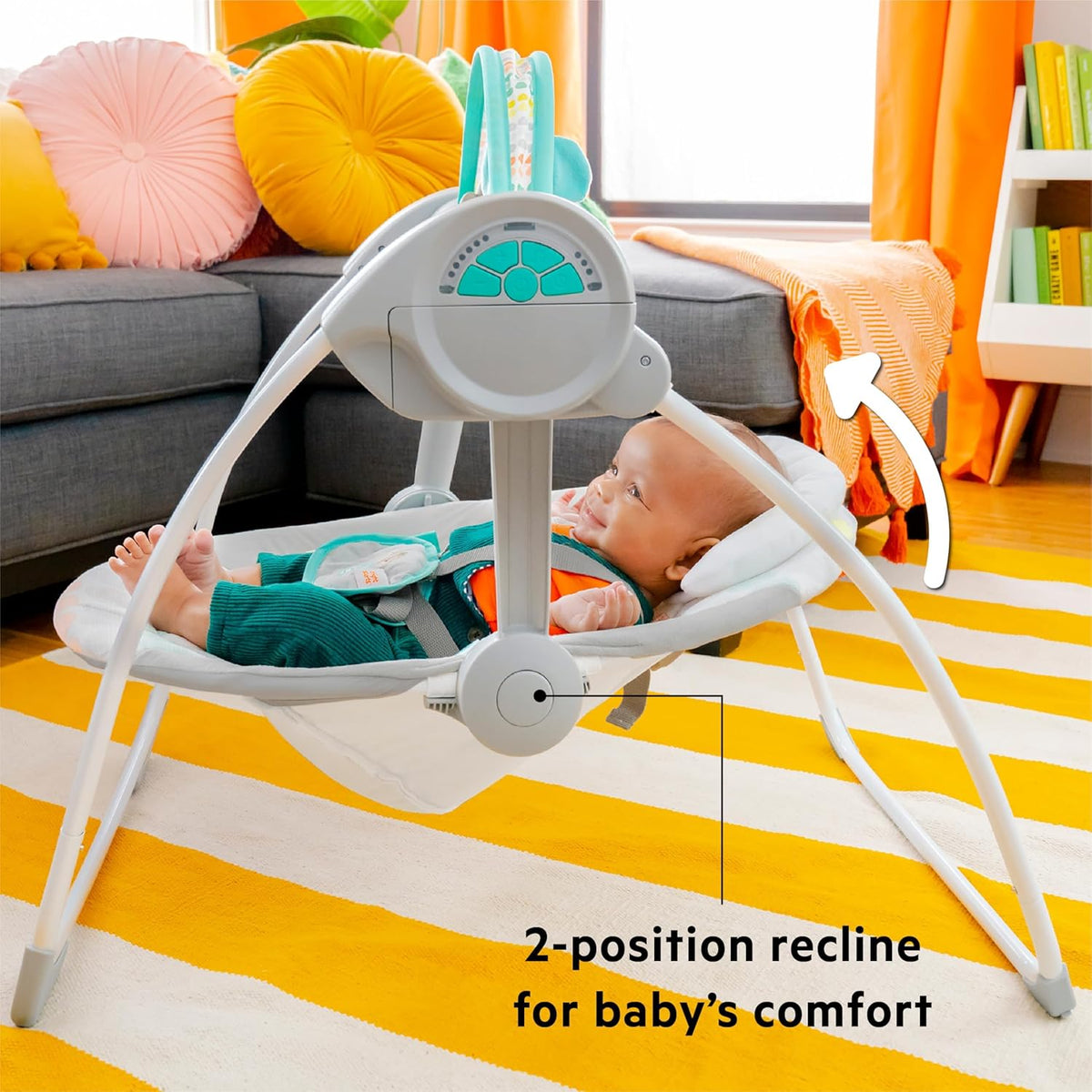 Bright Starts, Whimsical Wild Portable Compact Automatic Baby Swing with Music