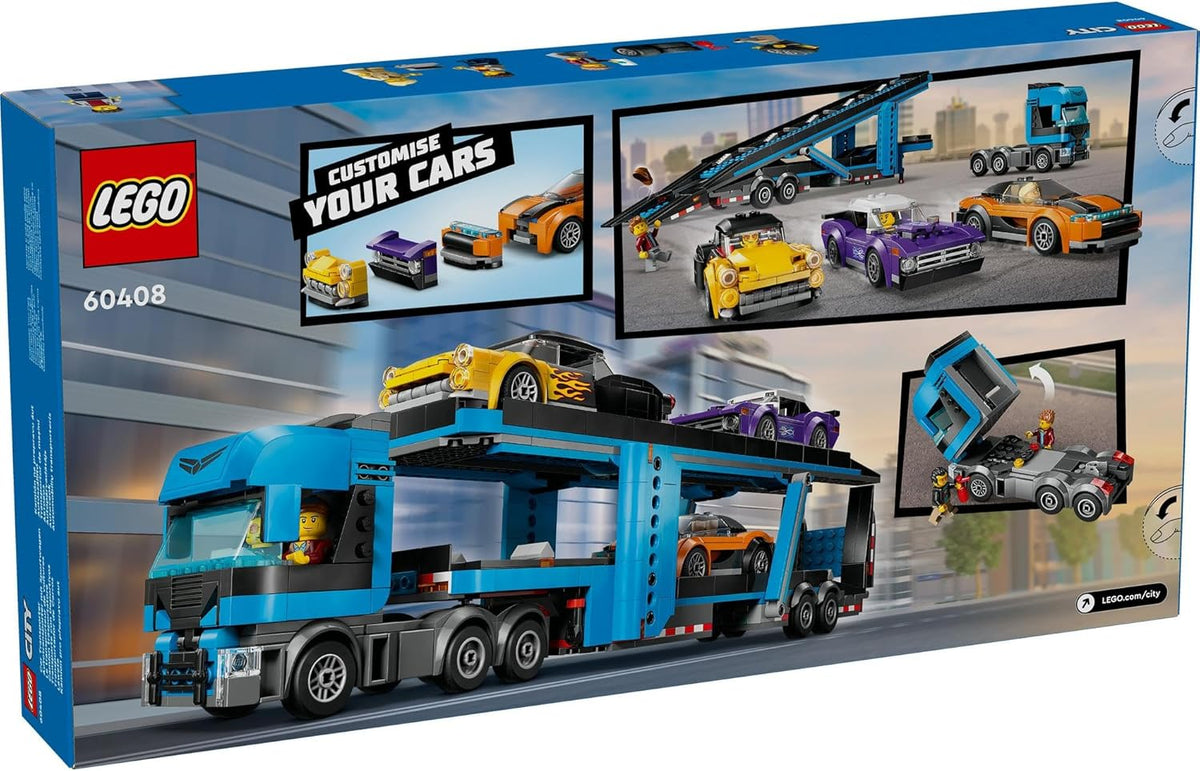 LEGO City Car Transporter Truck with Sports Cars Construction Set, 4 Vehicle Kids Toys for 7 Plus Year