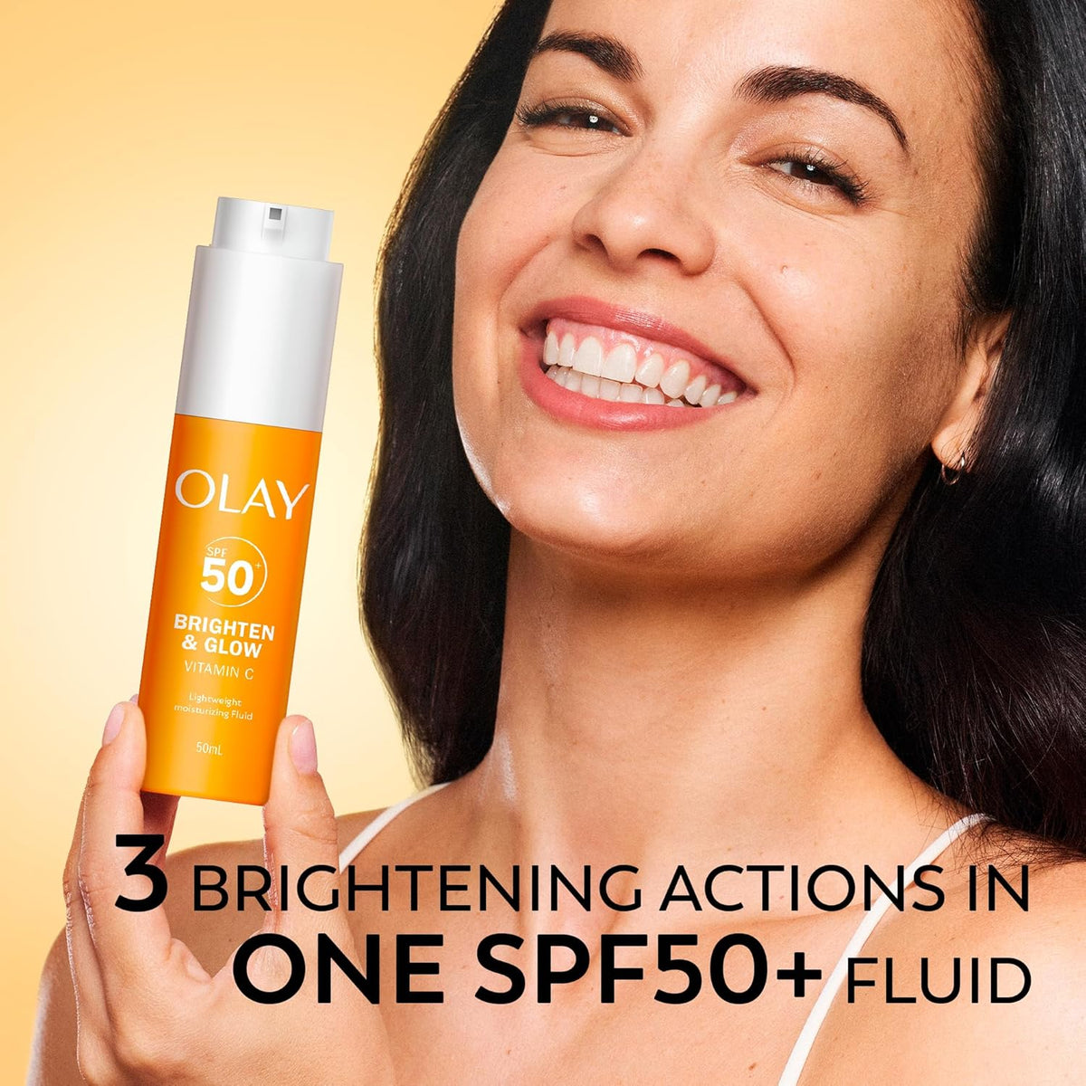 Olay Vitamin C Brighten & Glow 3in1 Moisturising Fluid SPF50+ Hydrating Skincare Moisturiser