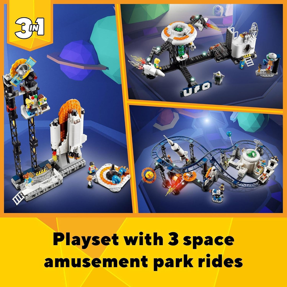 LEGO® Creator Space Roller Coaster 31142 Building Toy Set for Ages 9+; A Roller Coaster, Drop Tower and Merry-Go-Round