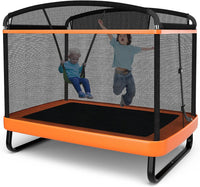 Giantex 6 Ft Kids Trampoline with Swing, Max Load 220lbs, Indoor Small Trampoline for 2 Kids