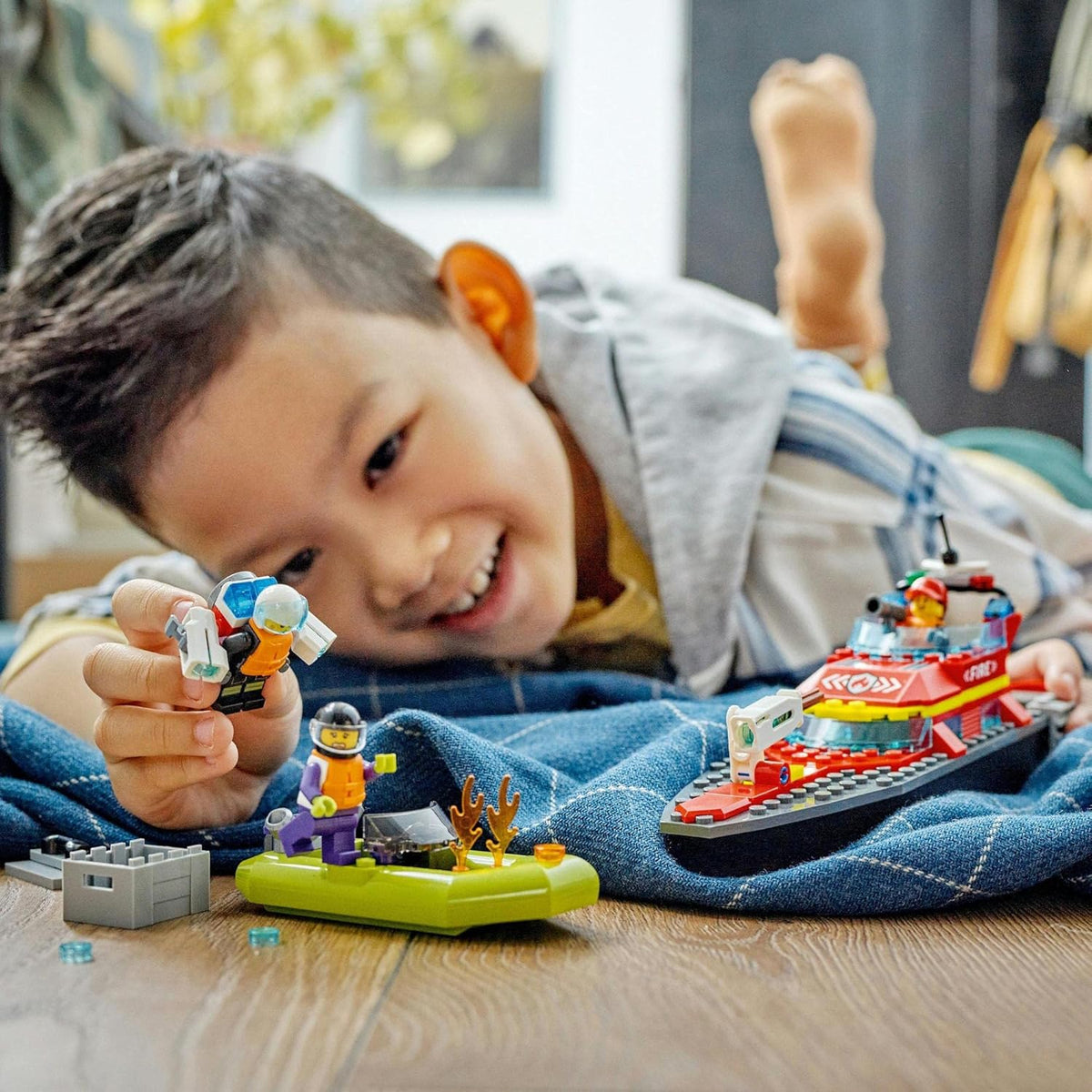 LEGO City Fire Rescue Boat Toy for 5+ Year Old Boys & Girls