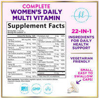 Click to see full view Multivitamin for Women - 3X Strength Daily Women Multivitamin, Vitamins A, D, C, E, Biotin, Folic Acid, Calcium, & Iron, Complete Multi Vitamin for Beautiful Hair & Skin, Bottled in USA, 60 Capsules