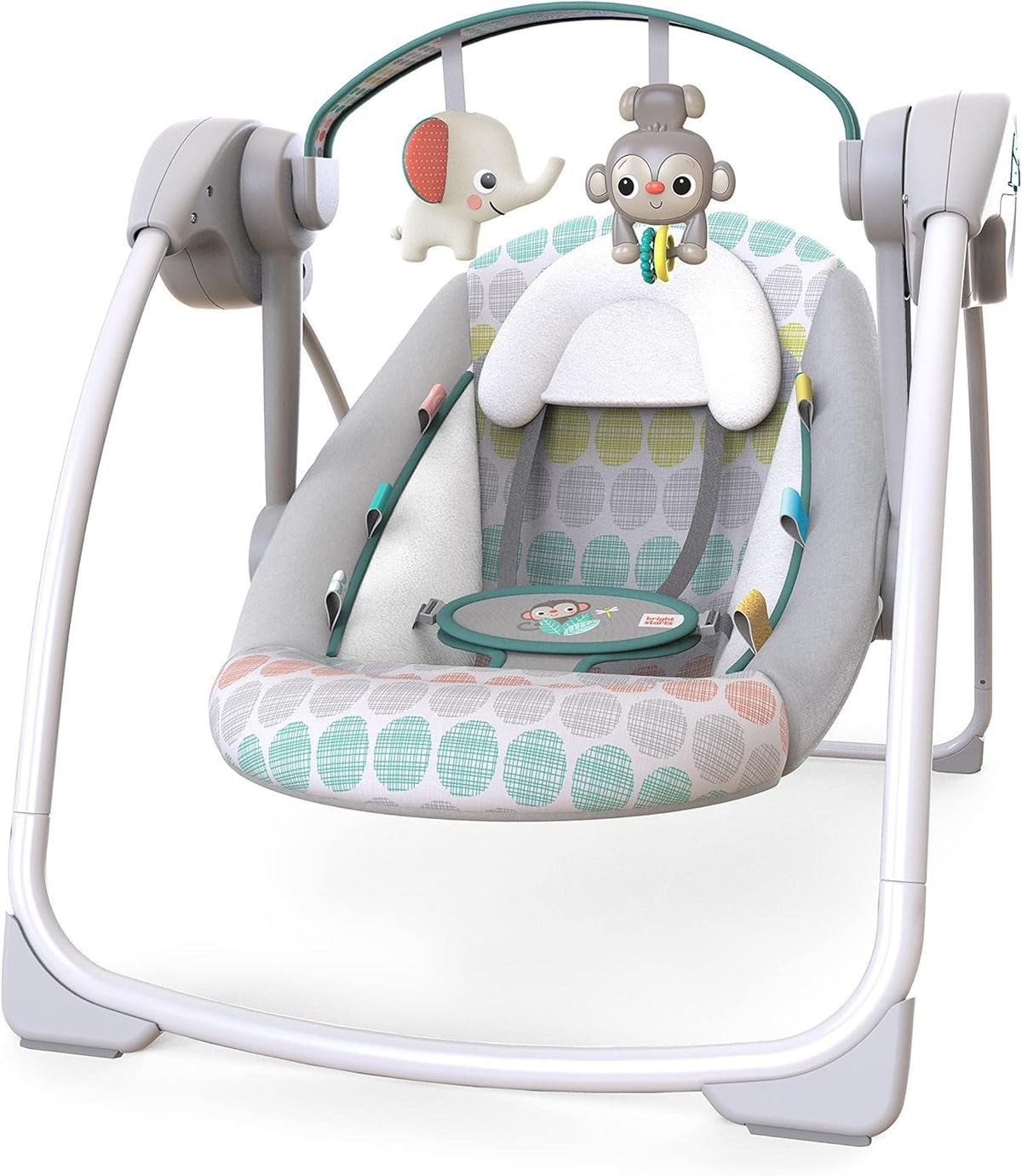Bright Starts, Whimsical Wild Portable Compact Automatic Baby Swing with Music