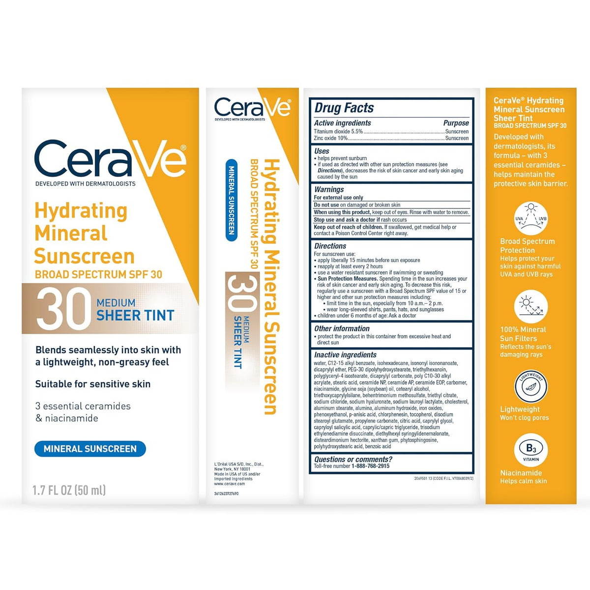 CeraVe Hydrating Mineral Sunscreen SPF 30 with Sheer Tint