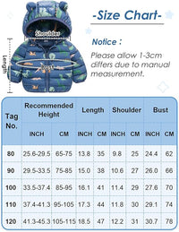 KEOYA Unisex Babies Puffer Jacket Kids Winter Thicken Warm Hooded Coat Lightweight Cartoon Windproof Waterproof Jacket 0-4 Years