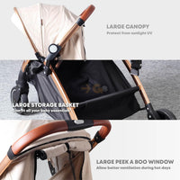 Mamakiddies Baby Pram & Stroller, One-Hand Compact Fold