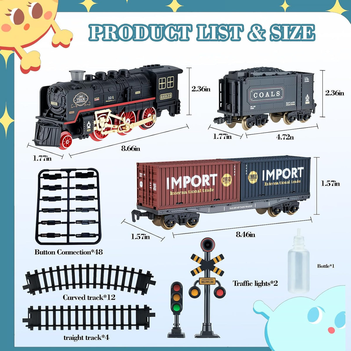 Christmas Train Set with Smoke, Light & Sound, Railway Track Electric Train