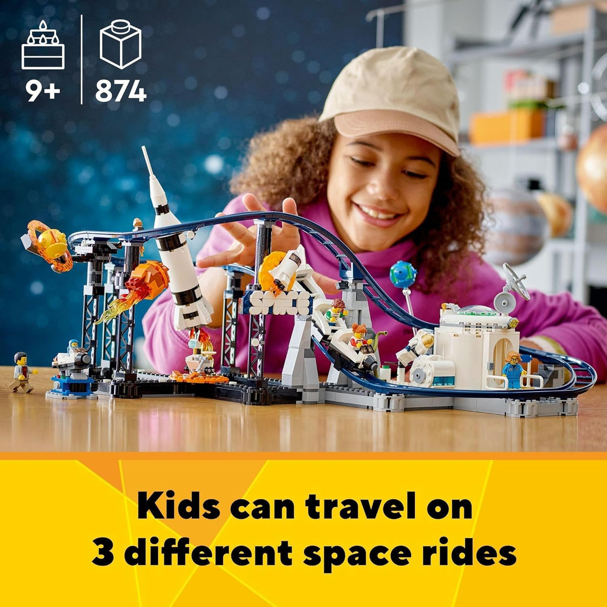 LEGO® Creator Space Roller Coaster 31142 Building Toy Set for Ages 9+; A Roller Coaster, Drop Tower and Merry-Go-Round
