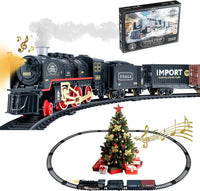 Christmas Train Set with Smoke, Light & Sound, Railway Track Electric Train