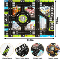 CUTE STONE Construction Vehicles Playset with Playmat