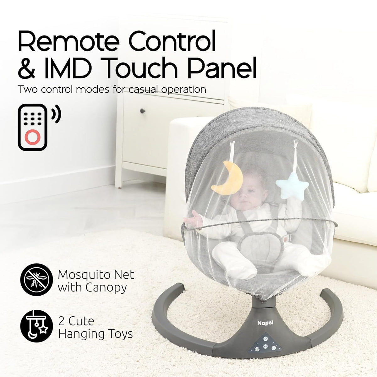 Baby Swings for Infants to Toddler, Electric Baby Swing and Infant Swings for Newborn  (Gray)