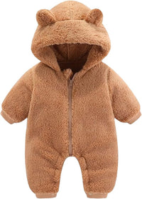 Girls Ballet Leotard Baby Girls Boys Winter Clothes Snowsuit Teddy Bear Onesie Outfit Newborn Fleece Jumpsuit Romper Coat Hooded Suit Baby Girl Bodysuit Lace (Brown, 3-6 Months)