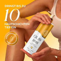 Olay Vitamin C Brightening Body Lotion, 24HR Moisturising Cream For Full Body Skin Care, Evens Skin Tone, With Vitamin C, Vitamin B5 B3, Glycerin, Smooth and Moisturised Skin, No Greasy Residue, 500ml