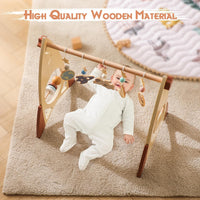 Promise Babe Wooden Rocket Baby Gym Infant Activity Gym with 5 Detachable Toys, (Rocket)