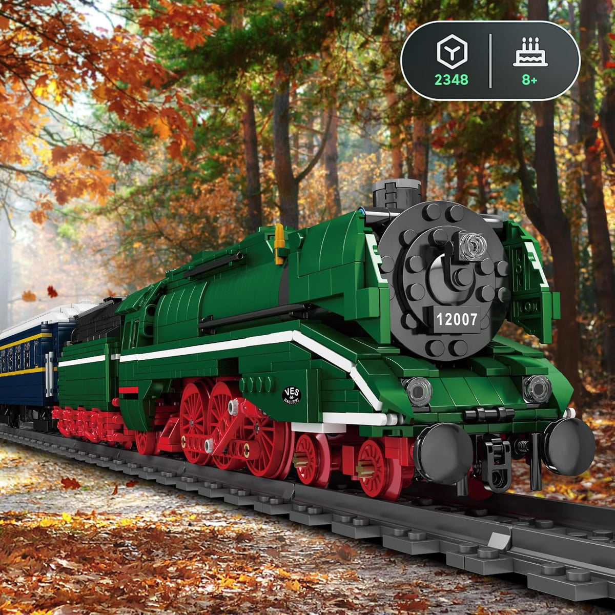 Mould King 12007 German Express Steam Train Building Set, LED Motor Track Model Block Kit, STEM Toy to Build Gift Boys Girls Aged 14+ 2348pcs