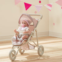 Olivia's Little World Polka Dot Princess Baby Doll Jogging Stroller, Pink/Gray