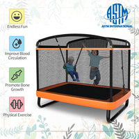 Giantex 6 Ft Kids Trampoline with Swing, Max Load 220lbs, Indoor Small Trampoline for 2 Kids