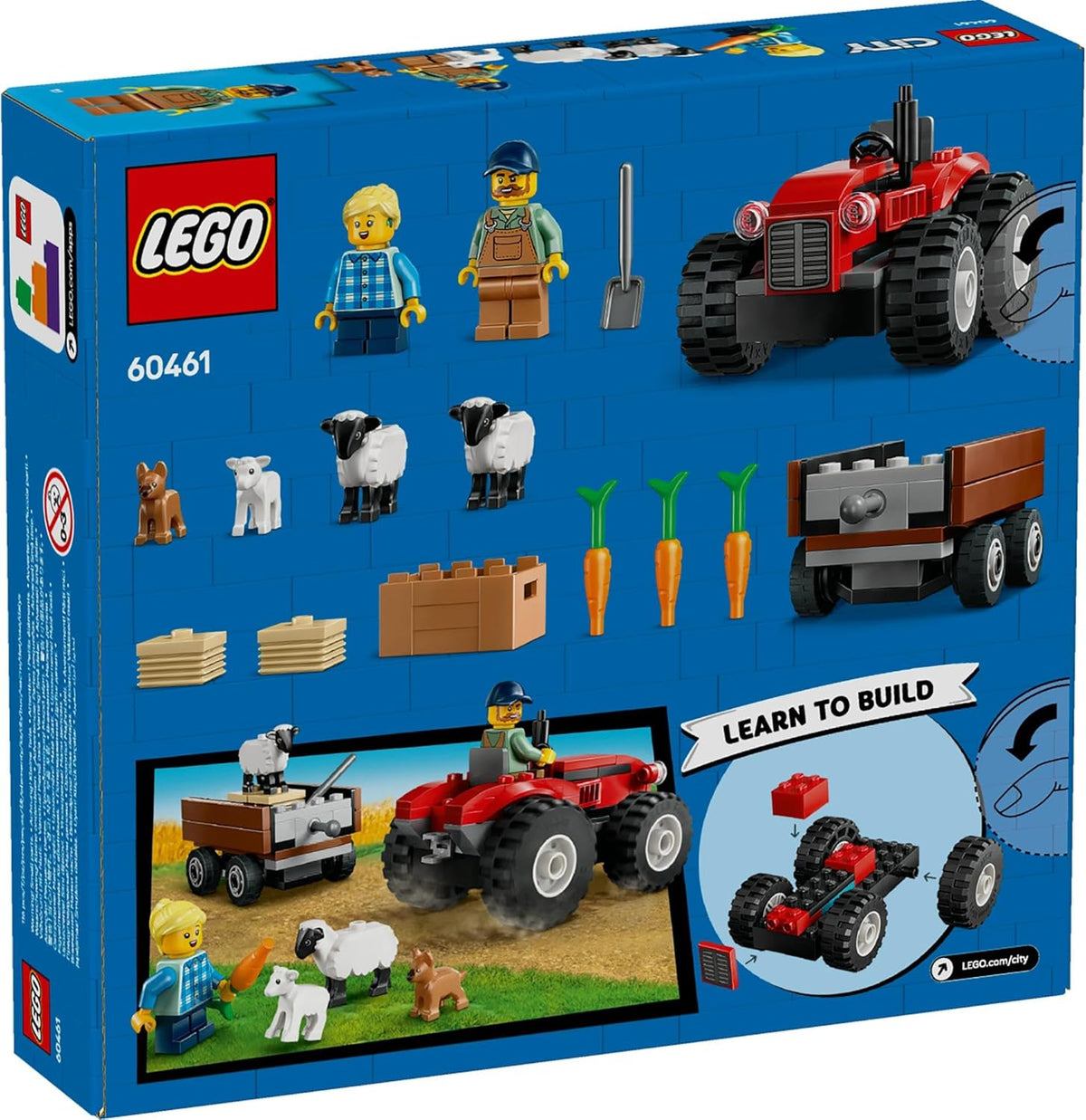 LEGO City Red Farm Tractor with Trailer & Sheep Kids Toy for 4+