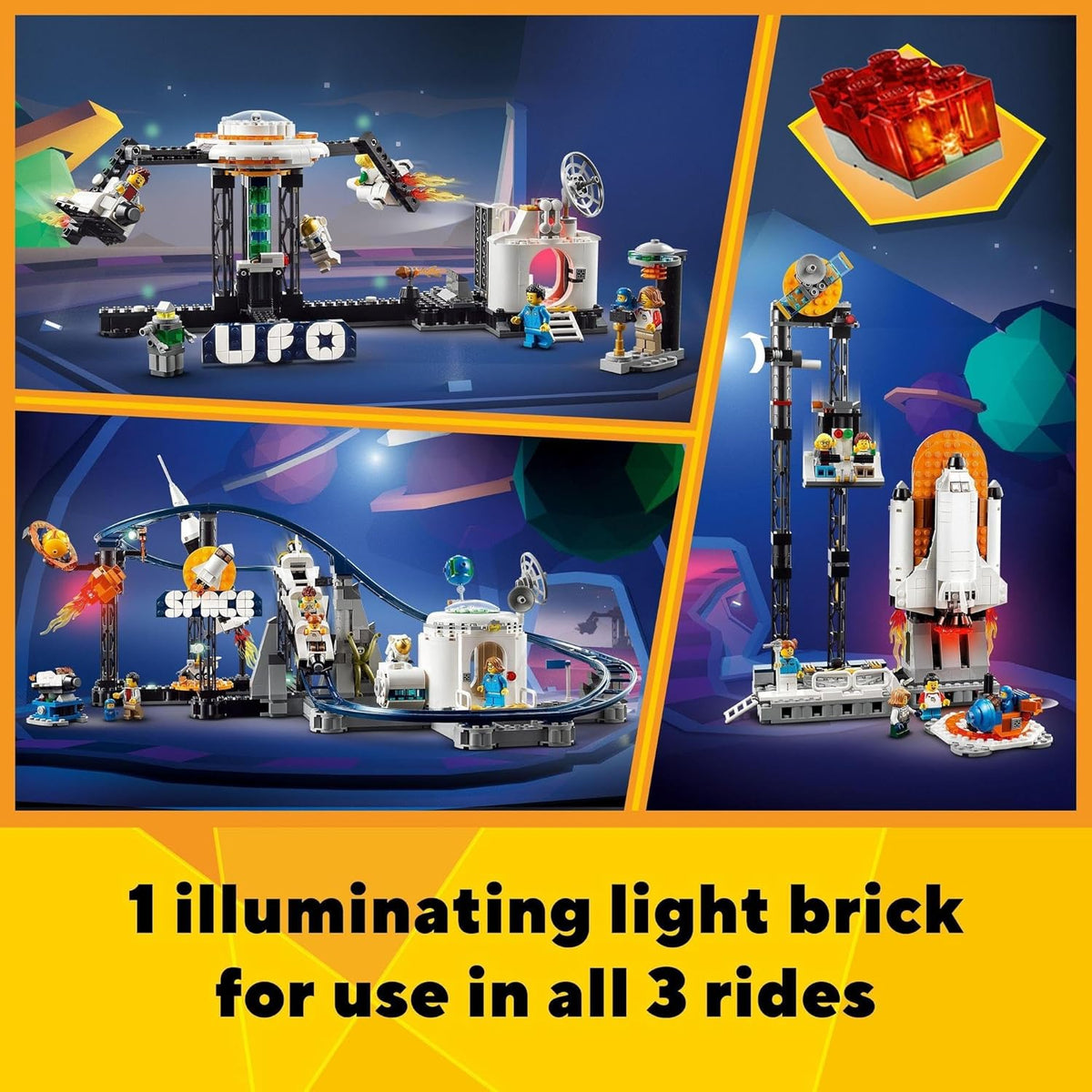 LEGO® Creator Space Roller Coaster 31142 Building Toy Set for Ages 9+; A Roller Coaster, Drop Tower and Merry-Go-Round