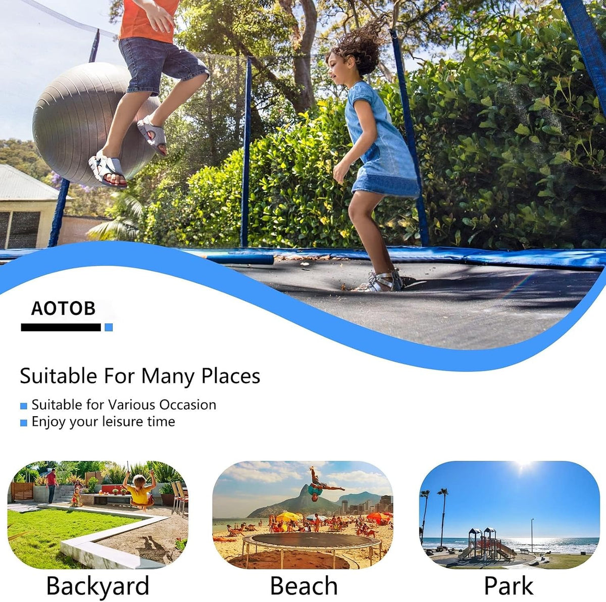 8FT Trampoline for Kids with Safety Enclosure Net，Outdoor Trampoline with Basketball Hoop