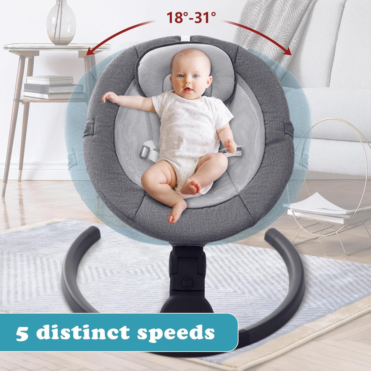 Baby Swing for Infants,Comfort Cradling Baby Rocker Portable Newborn Swing-USA Product