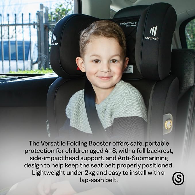 InfaSecure Versatile Folding Booster Seat, 4 to 8 Years, Black, CS6613V